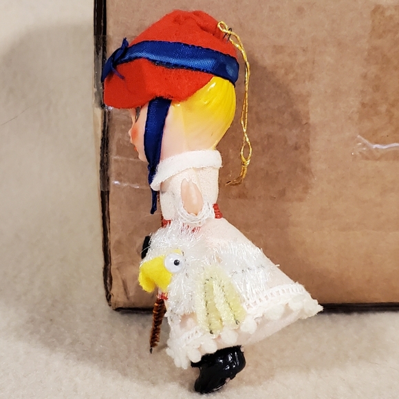 Vintage Flocked Plastic Face Little Bo Peep/Mary had a Little Lamb Ornament - Picture 2 of 12